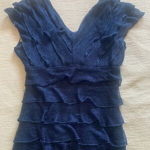 Max Studio Navy Blue Layered Ruffles Dress